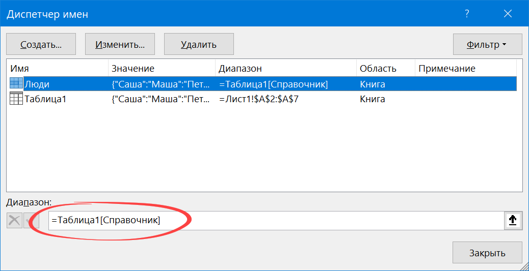 Диспетчер имен Диспетчер имен